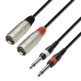 Adam Hall Cables K3 TMP 0100 Audiokabel 2 x XLR-Stecker auf 2 x 6,3 mm Mono-Klinke-Stecker, 1 m Expressversand