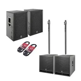 Kostenfreie Lieferung HK Audio PR:O D2 Set 2x PR:O 112 FD2 + 2x PR:O 118 Sub D2 + Kabel + Stative