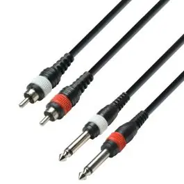 Adam Hall Cables K3 TPC 0100 Ma Audiokabel 2 x Cinch-Stecker auf 2 x 6,3 mm Klinke Mono 1 m Aktuell