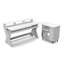 Heißes Angebot Glorious Sound Desk Pro White + Side Rack White + Side Rack Adapter