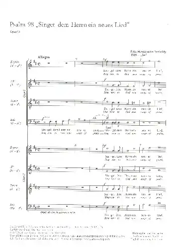 Billig Der 98. Psalm op.91 für Soli, Doppelchor und Orchester