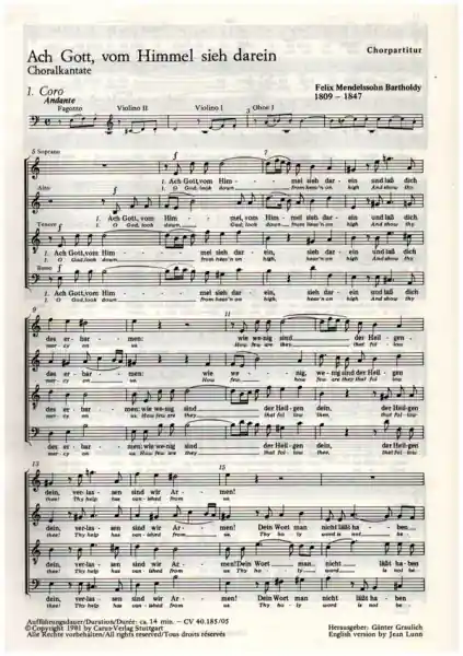 ACH GOTT VOM HIMMEL SIEH DAREIN CHORALKANTATE FUER BAR SOLO, SATB Sonderangebot