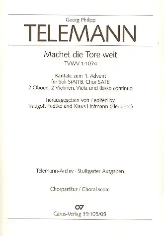 Neu Machet die Tore weit für Soli (SATB), Chor und Orchester