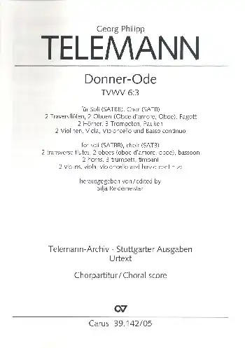 Donner-Ode TWV6:3 für Soli, gem Chor und Orchester Angebot