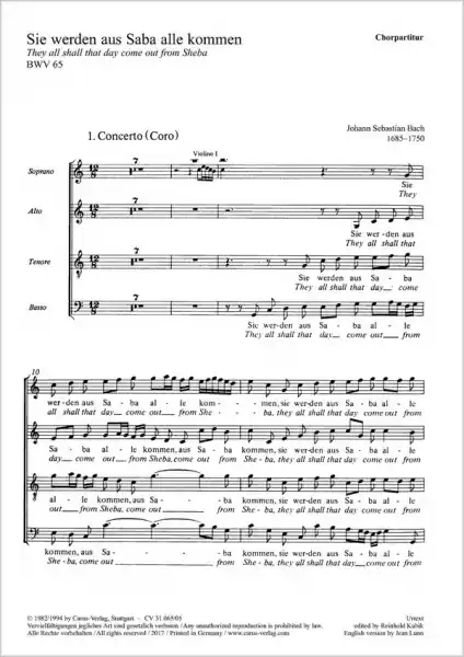 Sie werden aus Saba alle kommen KANTATE NR. 65, BWV 65 Rabatt