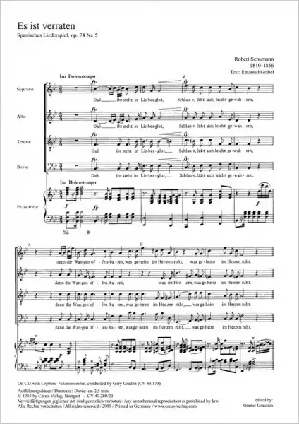 ES IST VERRATEN SOPRANO, ALTO, TENORE, BASSO, PIANOFORTE Direkt Vom Hersteller