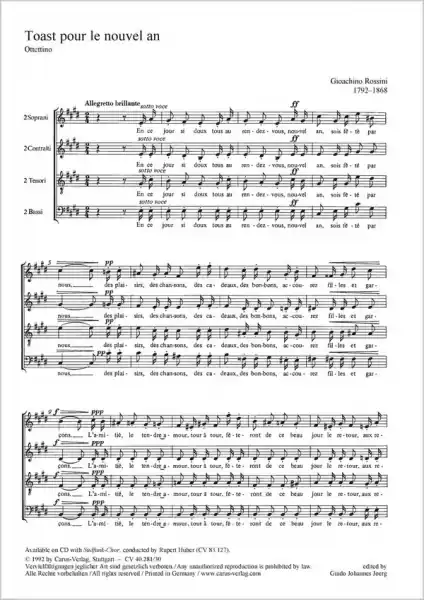 Expressversand TOAST POUR LE NOUVEL AN CORO SATB PARTITUR (FR)