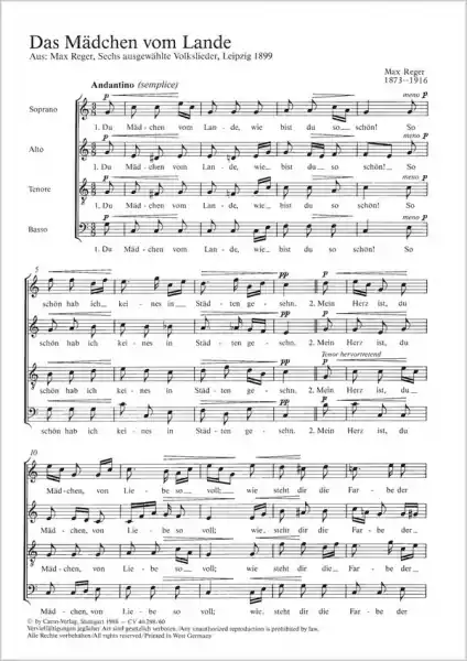 DAS MAEDCHEN VOM LANDE SOPRANO, ALTO, TENORE, BASSO, 1899 Abverkauf