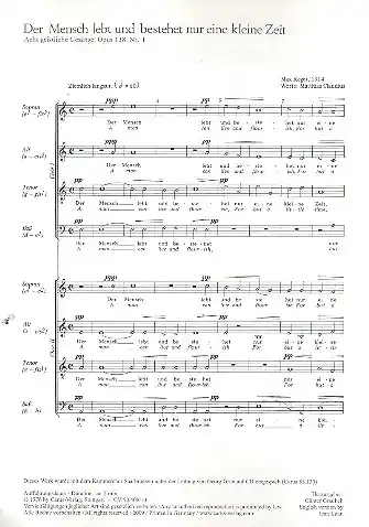 Schneller Versand Der Mensch lebt und bestehet nur eine kleine Zeit op.138,1 für gem Chor
