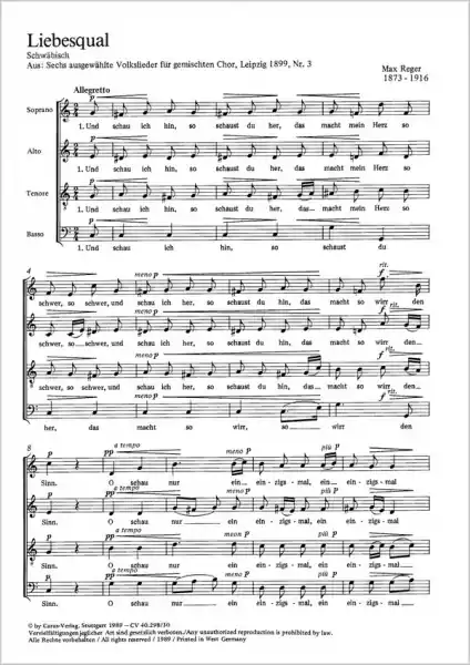 Begrenztes Angebot LIEBESQUAL SOPRANO, ALTO, TENORE, BASSO PARTITUR (DT)