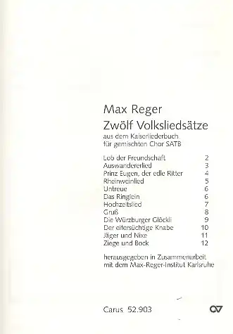 Saisonangebot 12 Volksliedsätze aus dem Kaiserliederbuch für gem Chor a cappella