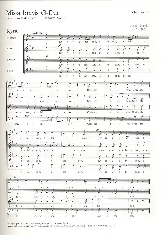 Saisonangebot Missa brevis G-Dur HobXXII:3 für gem Chor, Streicher und Bc