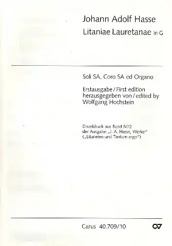 Top-Seller Litaniae lauretanae in G für Sopran, Alt, (Frauenchor) und Orgel