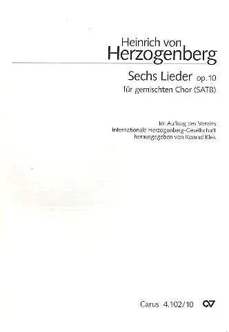 Jetzt Bestellen 6 Lieder op.10 für gem Chor a cappella