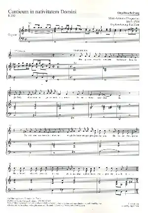 Kostenloser Versand Canticum in nativitatem Domini H393 für3 Singstimmen (SSB) und Orgel