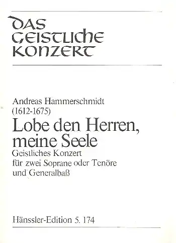 Begrenztes Angebot Lobe den Herren, meine Seele für 2 Soprane (Tenöre) und Bc