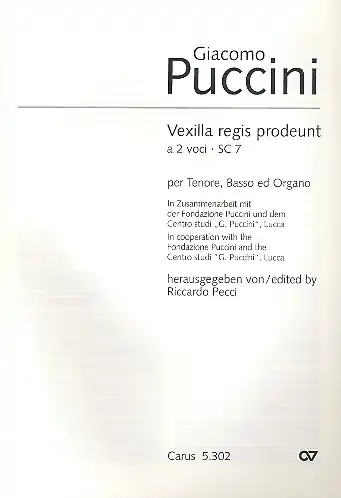 Begrenztes Angebot Vexilla regis prodeunt SC7 für Tenor, Bass und Bc