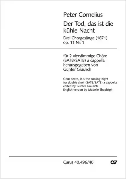 Knallerangebot DER TOD DAS IST DIE KUEHLE NACHT OP.11,1 FUER DOPPELCHOR A CAPP.