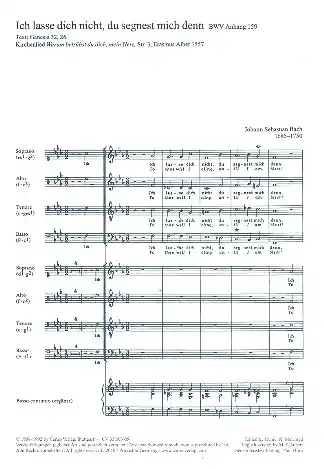 Preis Gesenkt Ich lasse dich nicht du segnest mich denn BWVAnhang159 für gem Chor (Doppelchor) a cappella (Instrum