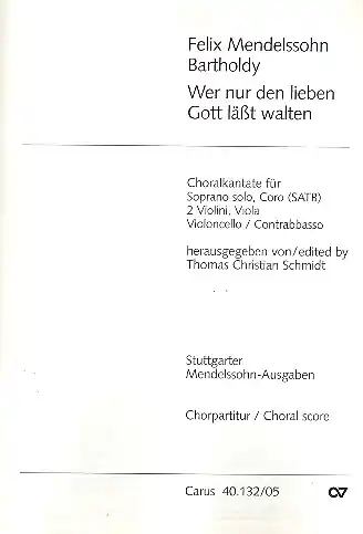 Gratis Versand Wer nur den lieben Gott läßt walten für Sopran, gem Chor und Streicher