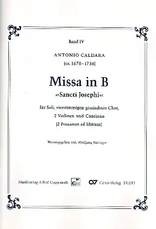 Direktkauf Missa B-Dur für Soli (SATB), Chor, 2 Violinen, und Bc