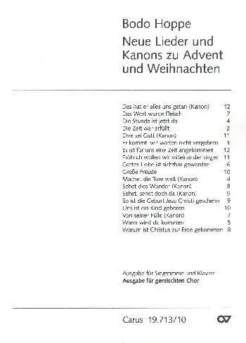 Kostenloser Versand Neue Lieder und Kanons zu Advent und Weihnachten für gem Chor