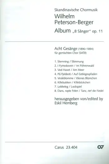Top-Angebot 8 Gesänge op.11 für gem Chor Singpartitur