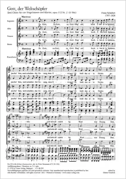 Neuheit GOTT DER WELTSCHOEPFER UND HYMNE AN DEN UNENDLICHEN FUER