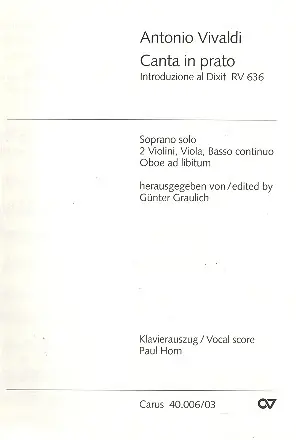 Garantierte Lieferung Canta in prato für Sopran, 2 Violinen, Viola und Bc