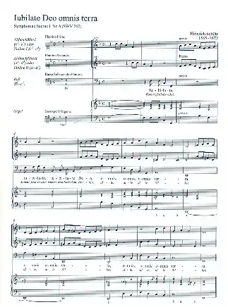 Rabatt Jubilate deo omnis terra SWV262 für Bass, 2 Altblockflöten (Vl) und Bc