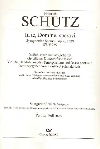 In te Domine speravi for alto solo, violin, bass dulcian (trombone) and BC Neue Ware