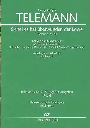 Nur Für Kurze Zeit Siehe es hat überwunden der Löwe TVWV1:1328 für Soli (SAB), Chor