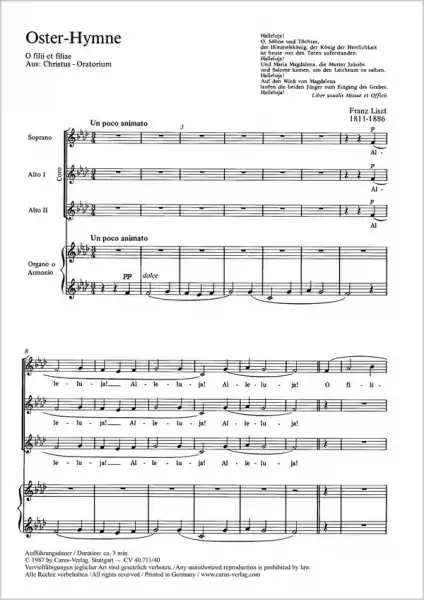Must-Have Oster-Hymne aus dem Oratorium Christus für Frauenchor und Orgel