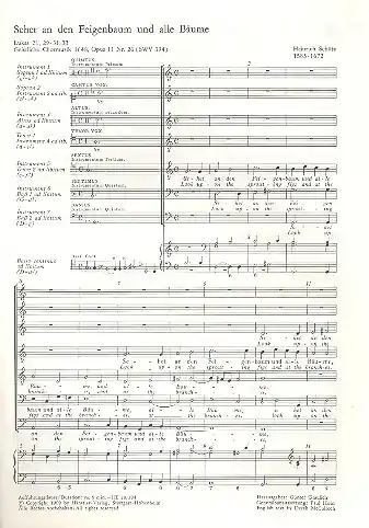 Sale Sehet an den Feigenbaum op.11,26 SWV394 gem Chor (Instrumente) (SSATBB) (Bc ad lib)