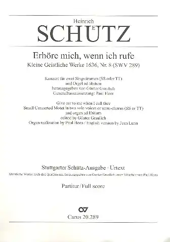 Erhöre mich, wenn ich rufe SWV289 für 2 Stimmen (SS/TT) a cappella (Orgel ad lib) Markenprodukt
