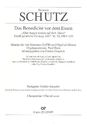 Kostenloser Versand Das Benedicite vor dem Essen SWV429 für gem Chor a cappella (Instrumente colla parte und Orgel ad li