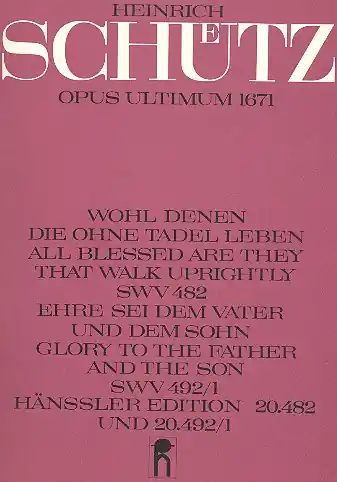 Jetzt Kaufen 2 Motetten SWV482 und SWV492/1 für 2 gem Chöre und 2 Orgeln