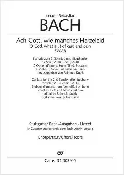 Ach Gott, wie manches Herzeleid BWV37BCA33 für Soli, gem Chor, Horn,Pos, 2 Oboen d'amore, 2Vl, Va un Gratis Versand