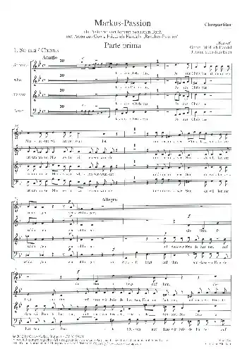 Markus-Passion - als Pasticcio von J.S.Bach mit Arien aus Händels Brookes-Passion für Soli, gem Chor Solange Der Vorrat Reicht
