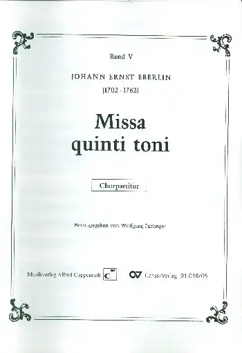 Bestseller Missa quinti toni für Soli, gem Chor, 2 Violinen, Kontrabass und Orgel