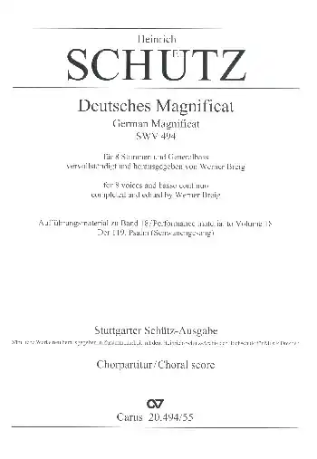 Preisreduziert Deutsches Magnificat SWV494 (vervollständigte Fassung) für 8 Stimmen (gem Chor) und Bc