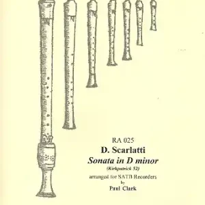 Billig Sonata in d Minor Kirkpatrick52 for 4 recorders (SATB)