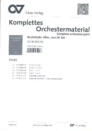 Kostenfreie Lieferung Alles, was ihr tut mit Worten oder mit Werken BuxWV4 für Soli, gem Chor und Streicher