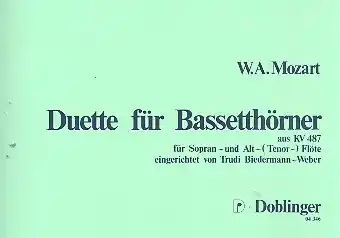 Duette für 2 Bassetthörner für 2 Blockflöten (SA) Neu