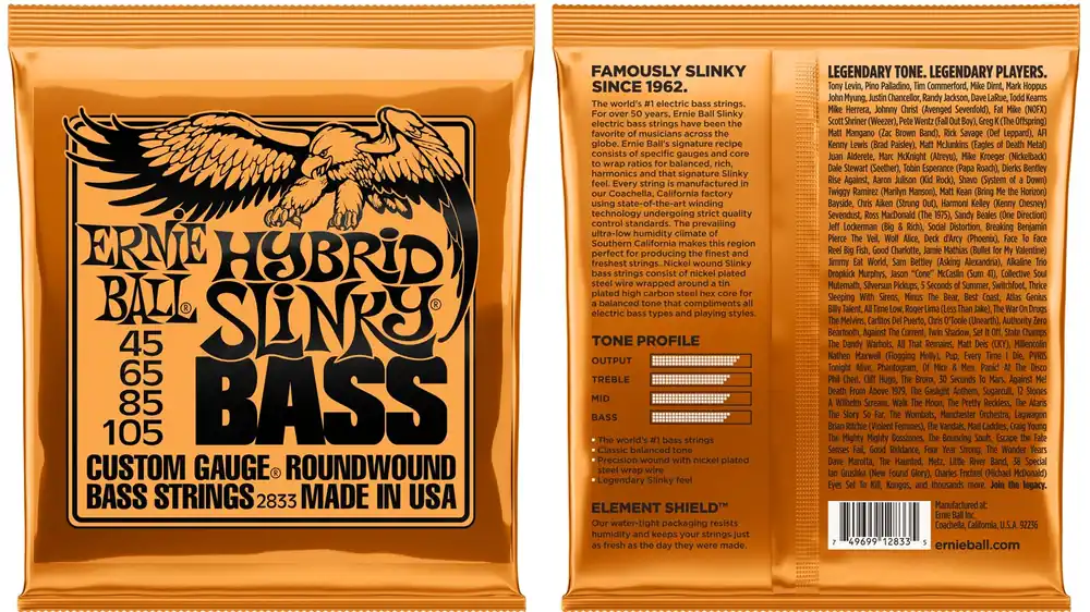 Ernie Ball EB-2833 Hybrid Slinky Bass Saiten 045-105 Markenprodukt