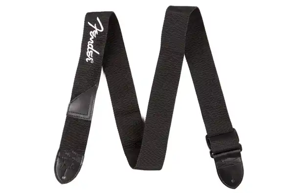 Kostenloser Rückversand Fender Gurt Poly Black Logo White