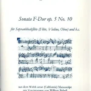 Online Kaufen Sonate F-Dur op.5,10 für Sopranblockflöte (Flöte/Violine/Oboe) und Bc