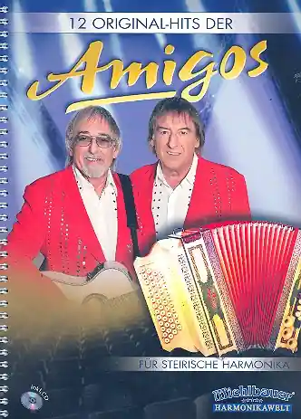 Schneller Versand 12 Original-Hits der Amigos (+CD) für Steirische Handharmonika in Griffschrift