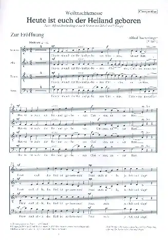 Zertifiziert Heute ist euch der Heiland geboren für gem Chor und Orgel (Instrumente ad lib)