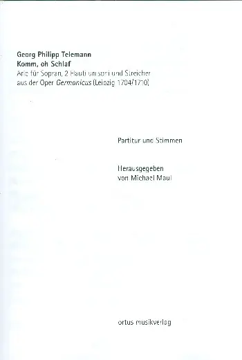 Neu Im Sortiment Komm oh Schlaf für Sopran, 2 Flöten und Streicher
